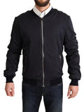 Blue Silk Coat Short Bomber Men Jacket