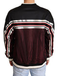 Men's Black Red Mesh Sport Pullover Crewneck Sweater Nylon Clothing