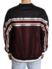 Men's Black Red Mesh Sport Pullover Crewneck Sweater Nylon Clothing