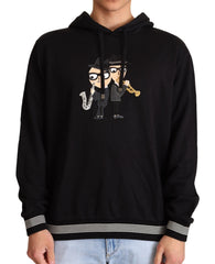 Men's Black Cotton Hooded #dgfamily Sweater Clothing