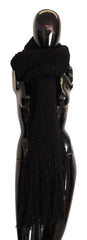 Women's Virgin Wool Knitted Wrap Shawl Black Nylon