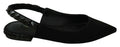 Women's Black Flats Slingback Charmeuse Shoes Silk Viscose Elastane