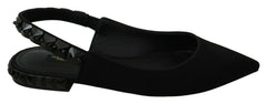 Women's Black Flats Slingback Charmeuse Shoes Silk Viscose Elastane