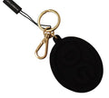 Men's Black Rubber Dg Logo Gold Brass Metal Keyring Keychain Accessory