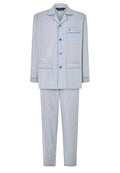 Pijama Hombre Largo Solapa Algodón Popelín Cuadros - Gris 1530_20