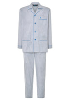 Pijama Hombre Largo Solapa Algodón Popelín Cuadros - Gris 1530_20