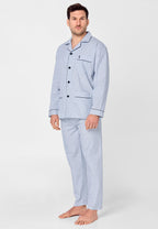 Pijama Hombre Largo Solapa Algodón Popelín Rayas - Azul 1531_39