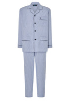 Pijama Hombre Largo Solapa Algodón Popelín Rayas - Azul 1531_39