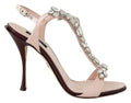 Women's Pink Crystals Heels Keira Sandals Viscose Silk Leather