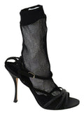 Women's Black Suede Short Boots Sandals Shoes Leather Nylon Rayon Elastane