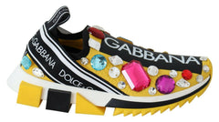 Women's Yellow Multicolor Crystals Sneakers Shoes