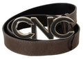 Women's Brown Letter Logo Buckle Belt