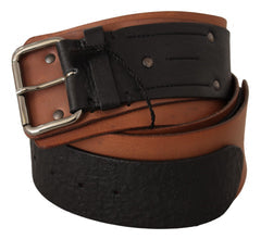 Women's Black Brown Leather Silver Buckle Accessory
