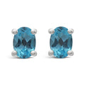 Oval Blue Topaz Studs