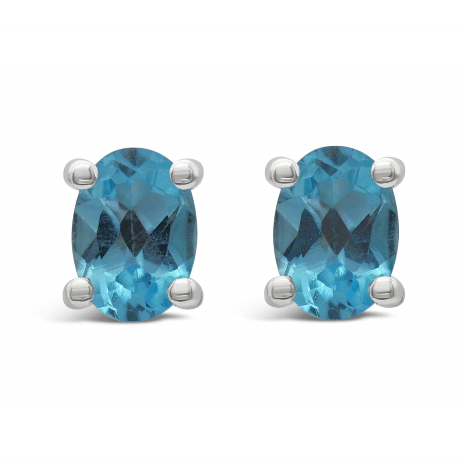Oval Blue Topaz Studs