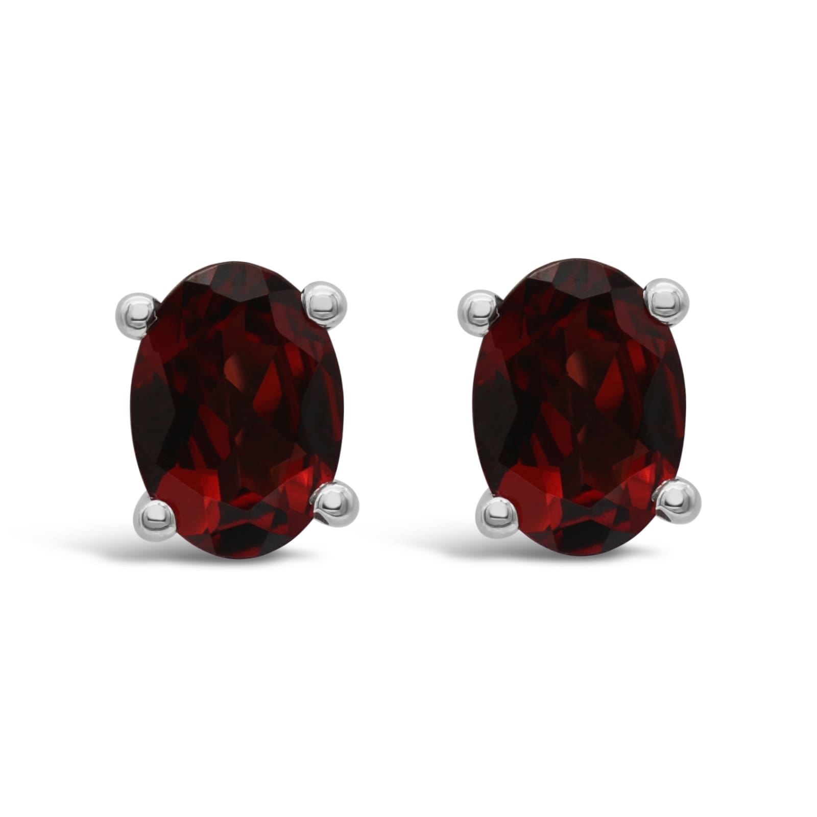 Oval Garnet Studs
