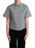 Women's White Green Cotton Checkered Shirt