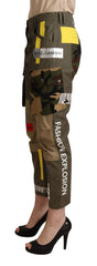 Women's Green Military Cargo Trouser Cotton Pants