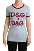 Women's Blue Crewneck D&g Top T-Shirt Cotton