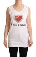 Women's White La Moda Crystal Tank Top T-Shirt Cotton