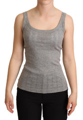 Women's Gray Cotton Modal Canotta Tank Top T-Shirt