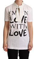 Women's White Cotton Silk Im Love Top T-Shirt