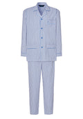 Pijama Hombre Largo Solapa Algodón Popelín Rayas - Blanco 1537_01