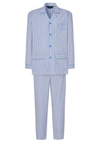 Pijama Hombre Largo Solapa Algodón Popelín Rayas - Blanco 1537_01