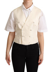 Women's Beige Silk Sleeveless Waistcoat Vest Elastane Clothing