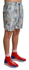 Men's Blue Seashell Beachwear Swimwear Shorts Polyester