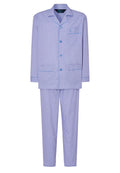 Pijama Hombre Largo Solapa Algodón Popelín Cuadros - Azul 1538_30