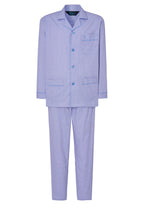 Pijama Hombre Largo Solapa Algodón Popelín Cuadros - Azul 1538_30