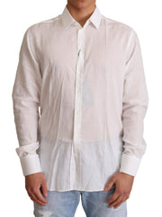 Men's White Cotton Floral Pattern Martini Shirt