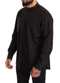 Men's Black Cotton Formal Dress Top Shirt