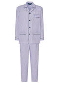 Pijama Hombre Largo Solapa Algodón Popelín Rayas - Blanco 1539_01