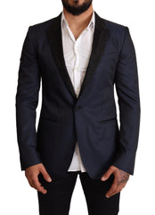 Men's Blue Wool Slim Fit Martini Blazer Jacket Clothing