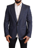 Men's Blue Striped Wool Slim Fit Blazer Jacket Clothing