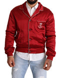 Men's Red Silk Button Dg Logo Bomber Jacket Clothing
