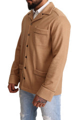 Men's Brown Cotton Button Collared Coat Jacket Light Blue Camel Nylon Clothing