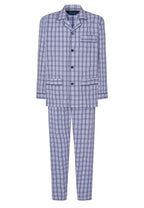Pijama Hombre Largo Solapa Popelín Cuadros - Azul 1542_30