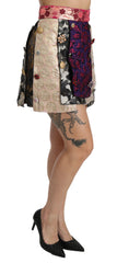 Women's Multicolor Floral Jacquard Crystal Skirt