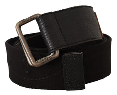 Women's Black Cotton Ducati Metal Buckle Belt Leather