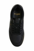 Men's Black Calf Leather Low Top Sneakers