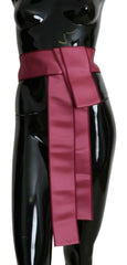 Women's Pink Silk 3 Button Closure Wide Waist Belt