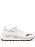 Brunello Cucinelli Colour-Block Leather & Nylon Sneaker — White