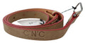 Women's Beige Leather Silver Logo Buckle Waist Belt