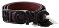 Women's Brown Leather Large Logo Letter Buckle Belt