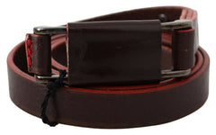 Women's Brown Leather Double Rustic Silver Buckle Belt