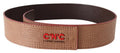 Women's White Leather Logo Fashion Waist Belt Beige