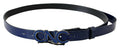 Men's Blue Leather Logo Skinny Fashion Belt